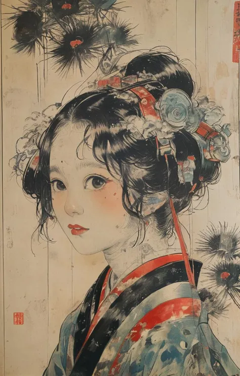 masterpiece,best quality,<lora:tbh162-sdxl:0.9>,illustration,style of Kawanabe Kyosai, portrait of family