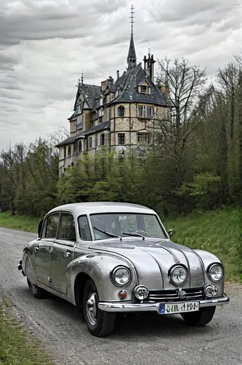 analog photo surreal winter lake, dark, sunset clouds, thriller BREAK
cloudy sky BREAK,
(archviz hut wooden treebark castle:1.3) by (lake:1.3), dark, treeliches <lora:treebark:0.35> ,BREAK
lake BREAK
front view (car silver:1.5)<lora:tatra87:0.65> in water. giant BREAK
lake