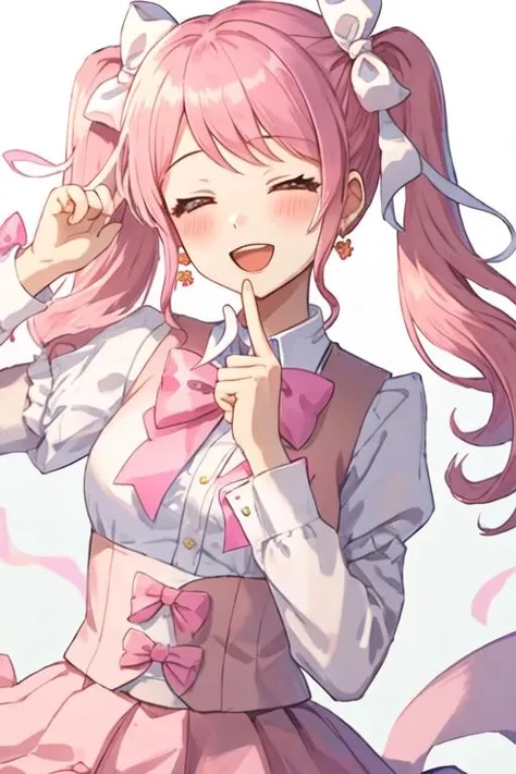 1beautiful girl、From Side、profile、Face from the side、Eyes are in front of the face、Head up、Rabbit ears、big eye、kawaii eyes、a purple eye、eye glasses、tongue、put out the tongue、Stick out the tongue、long tongue、Smile with open mouth、poneyTail、A pink-haired、off shoulders、simple background、