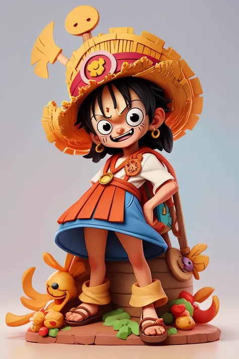 Masterpiece, One Piece Luffy, cute Q version,solo,cute,3D, naughty