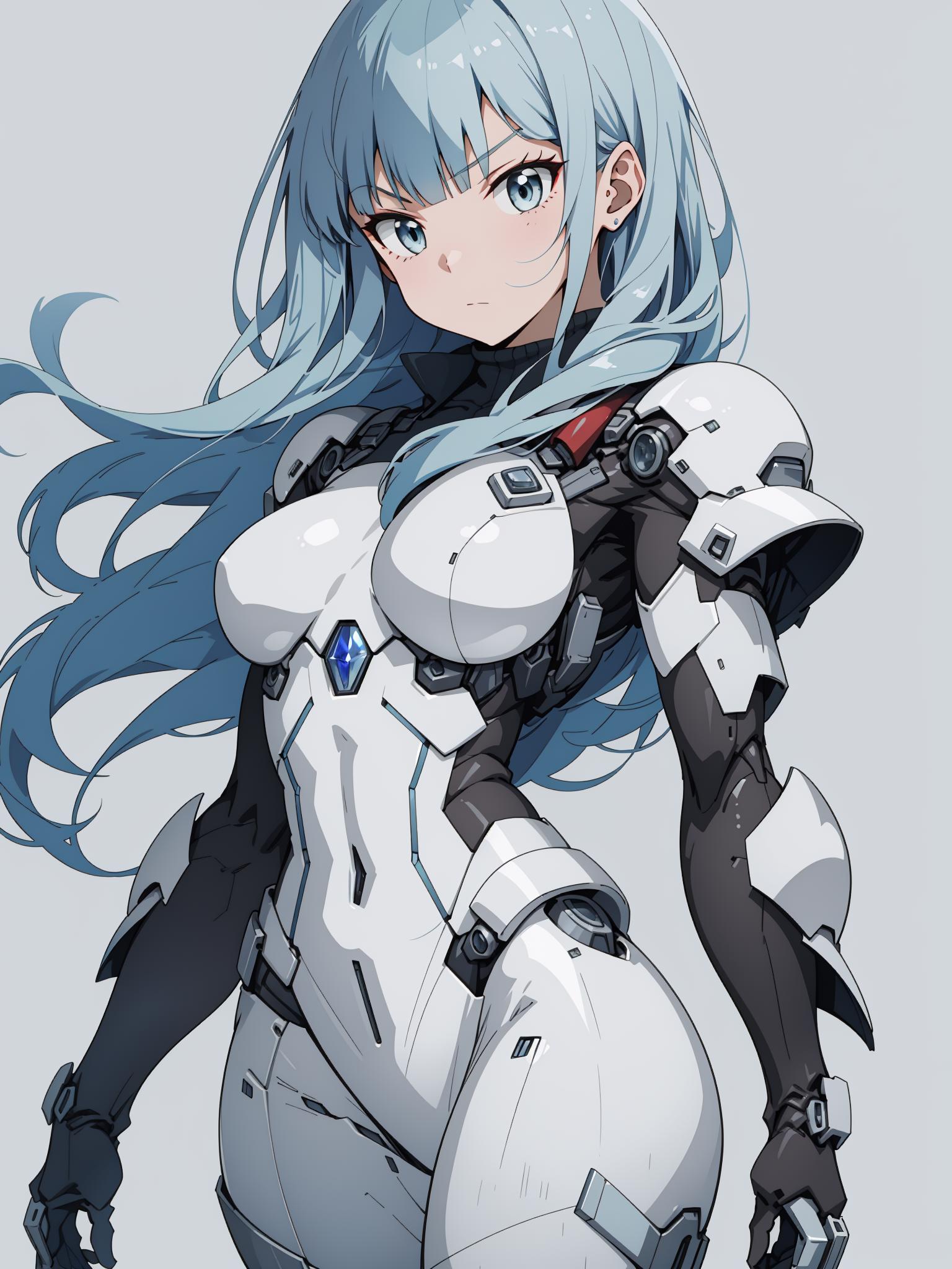 A close up of a person with a white and blue hair - SeaArt AI