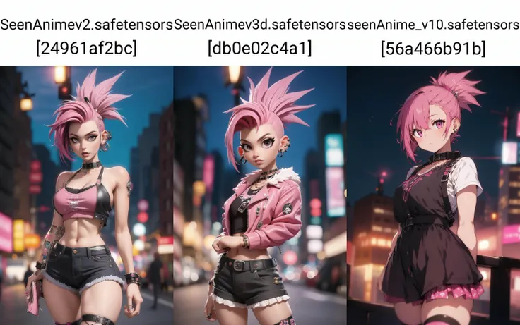 masterpiece,best quality,punk girl with pink mohawk hair, blurred night city background