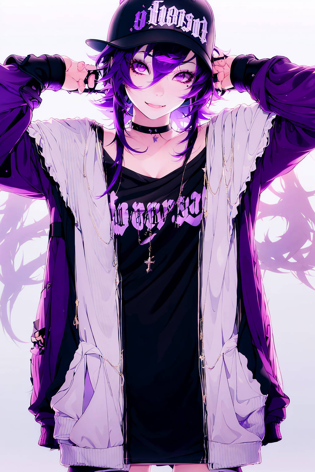 Anime Girl With Purple Hair And A Black Hat And Purple Jacket SeaArt AI anime-girl-with-purple-hair-and-a-black-hat-and-purple-jacket-seaart-ai