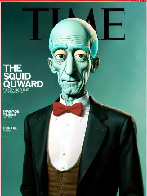 <lora:time_v10:1> time magazine, handsome Squidward