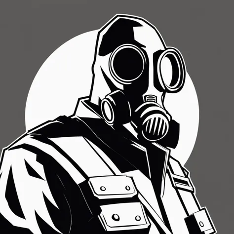 Film noir style man,<lora:tf2pyroloraXL:0.7> tf2pyro, redteam, looking at viewer . Monochrome, high contrast, dramatic shadows, 1940s style, mysterious, cinematic