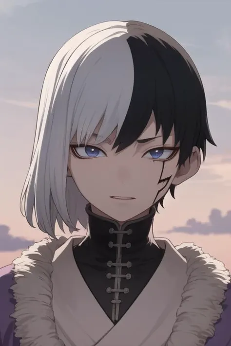 masterpiece, best quality, high quality, 1boy, solo, male focus, looking at viewer, upper body, <lora:asagiri_gen:0.72>, asagiri_gen, multicolored hair, two-tone hair,