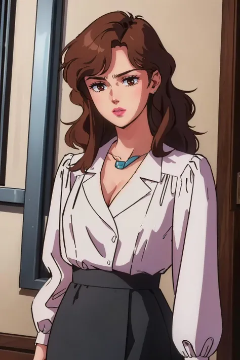 beautiful, masterpiece, best quality, beautiful, 
<lora:zs_Ohara:0.8> oharamt, brown hair, jewelry, long hair, lipstick, formal, skirt