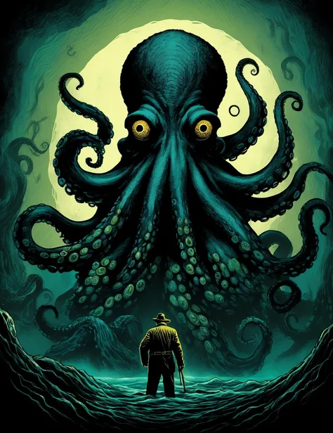 dark monster, octopus, man, hp_lovecraft_style,<lora:hp_lovecraft_XL:1>