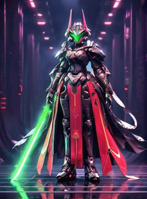 1girl, Arcana, armor, full body, glowing, helmet, holding, holding sword, holding weapon, horns, science fiction, shoulder armor, solo, standing, sword, weapon
 <lora:Arcana_XL:0.85>