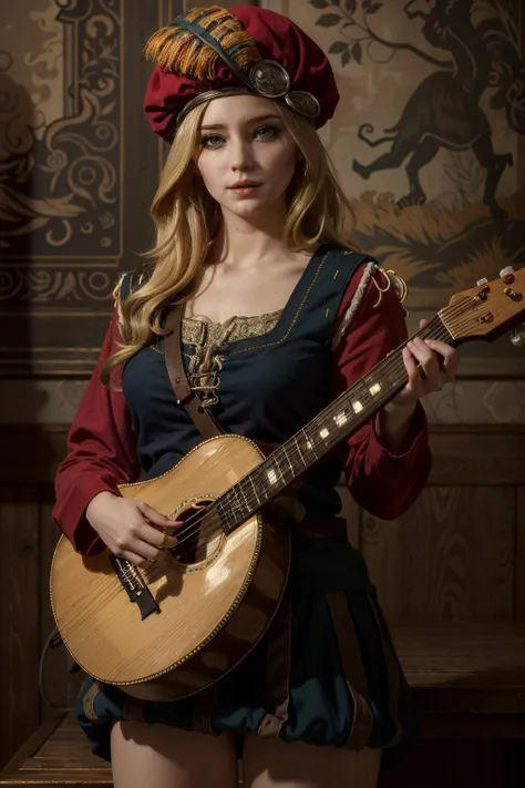 ((masterpiece, best quality))
<lora:Witcher3Priscilla-000008:0.8>
Witcher3Priscilla, 1girl, long hair, blonde hair, Posing as if holding a guitar