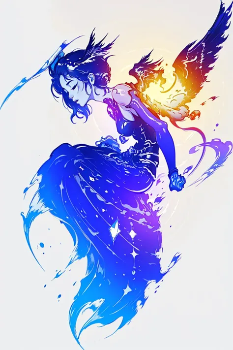 <lora:IlluminatingJabMix:0.01>,
<lora:FF_LoRA:1>, fflogo, white background, simple coloring, blue and purple gradient,
masterpiece, best quality, intricate details,
1girl, crystal, solo, stunning female, dainty, elegant, prim, proper, swirling magic, closed eyes, angel wing, perky breast,
-
-
side profile, full body,