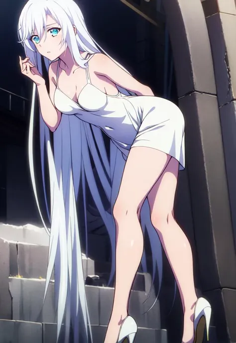 {{masterpiece}}, best quality, (1girl), long hair, straight hair, <lora:lafolia V2.0-000025:1>, white dress, bare legs, high heels,