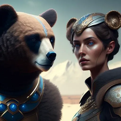 <lora:ppdalns:1.2> realistic portrait of pdalns with a bear , 4k, high detailed, cinematic