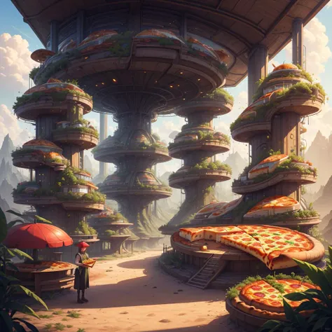 best quality, pizza, solarpunkai, green-powered, <lyco:SolarpunkAI:0.7>
