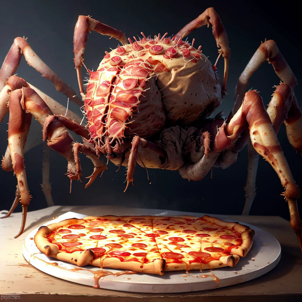 best quality, bacon pizza, arachnophobiaAI, <lyco:ArachnoPhobiaAI:0.7>