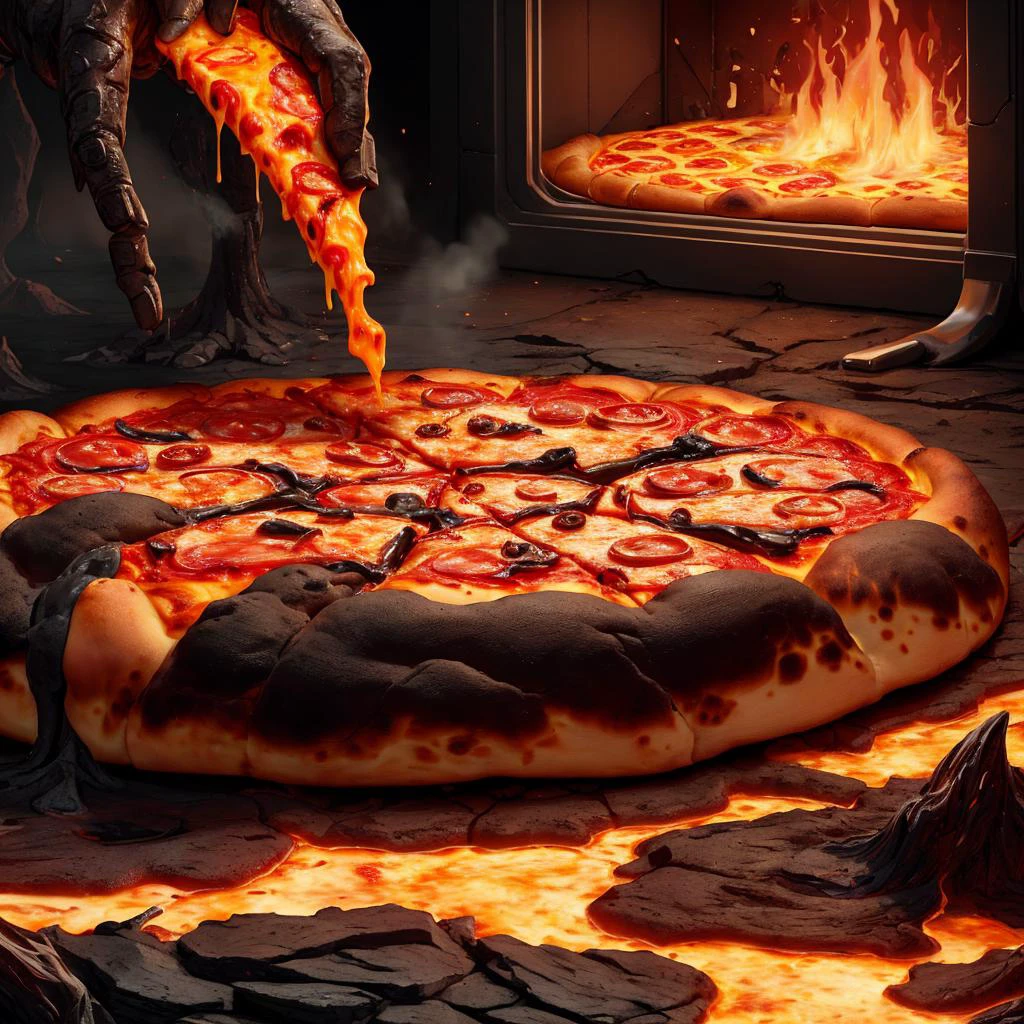best quality, pizza, MagmaTech, lava, <lyco:MagmaTech-20:0.7>