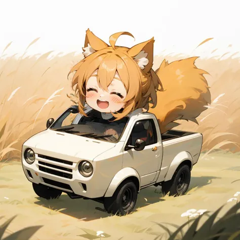 best quality,T880,
(chibi1.5),1girl,cute,riding pickup truck,(giggling,happy:1.2),closed eyes,open mouth,animal ears and tail,
grass,field,
<lyco:T880_V10c-000003:0.7>