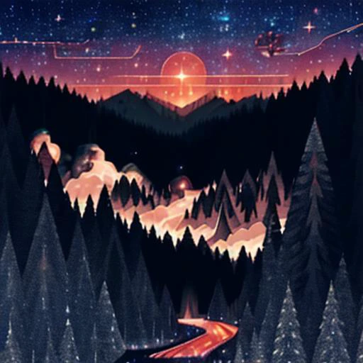 starry_sky, galaxy, solo, glowing, space, sky, (<lora:galaxy_gods:1>:0.9) (<lora:vectorL:1>:1.5) constellation, galaxy, horizon, skyline, city lights, cloudy sky, (limited vector:0.3), tree,( forest:1.4), night sky, night, <lora:KDAKaiSa:1> (kdakaisa:1.7)