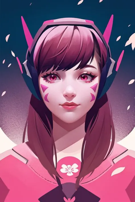 portrait, d.va, cherry blossoms in background, <lora:d.vaV1:0.7>, best quality, <lora:dreamyVectorStyle_v1:1>, vectorstyle