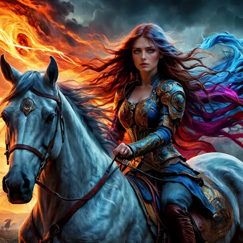 8K, UHD, HDR, cinematic, cinematic image, intricate details, realistic, photo,

Fantasy art style, Ethereal, The beautiful maiden and the horse, riding from a battle,

vibrant colors, vibrant style, colors that flow and blend,

by Julie Bell,

<lora:RMSDXL_Enhance:0.45>,
<lora:add-detail-xl:0.8>,
<lora:RMSDXL_Darkness_Cinema:0.5>,
<lora:RMSDXL_Creative:0.8>,

