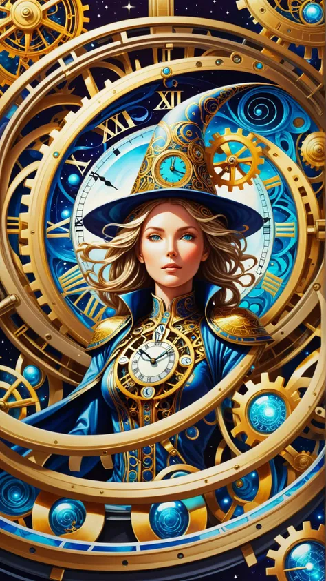 <lora:GaelicPatternStyleXL:1> GaelicPatternStyle (style-swirlmagic:0.8), portrait, solo, upper body, looking up, detailed background, detailed face, (<lora:GlassTech-20:0.8>, glasstech, glass theme:1.1) glowing eyes, (time wizard:1.1), mesmerizing, infinite geometry, clock, clockwork, clock gears, time, energy, dynamic pose, cosmic space in background, epic atmosphere,