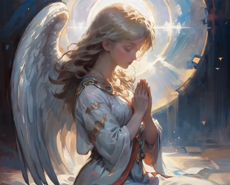 oil painting of a beautiful angel praying to the heavens on her knees, halo of light, full body side profile view
<lora:futureistic_fantasy_anime_sdxl_v1:0.6> futuristic-fantasy-anime <lora:model_SDXL:0.85> (style by nty:1.4)