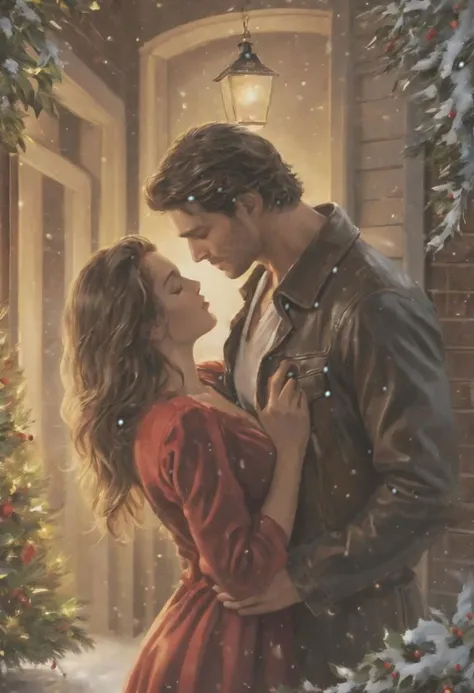 christmas romance under the mistletoe, passionately kissing, romance novel