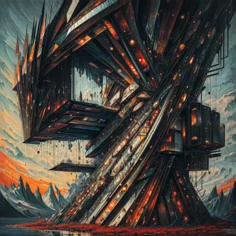 (cottagecore), (geometric:1.2), futurism, impressionist, detailed, majestic, breathtaking, (suggestive:1.3),(depressing:1.3), (cute:1.2), enticing, (irresistible:1.3), disturbing, fascinating, (magnetic:1.2), (black1.3), (crimson:1.2)