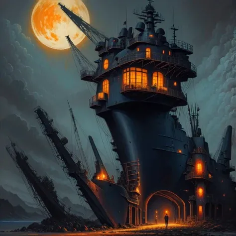 (anime:1.1), (cult of cthulhu:0.9), (futurism:1), (dread:0.66), (impressionist:1.1), (detailed:1.2), majestic, (breathtaking), (suggestive:0.5), (depressing:1.4), (cute:1.3), (enticing:1.2), (irresistible:1.2), (surreal:1.1), (disturbing:1.1), (fascinating:1.3), (black:1.2), (navy :1.25), (orange:1.2), (eerie)
