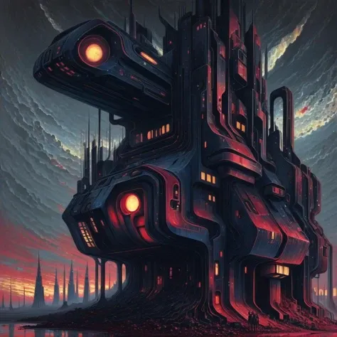 cottagecore, (anime:0.8), (cult of cthulhu:0.5), (futurism:1.3), (dread:0.5), (impressionist:1.1), ethereal, eerie, (suggestive:1.3),(depressing:1.4), (cute:1.3), (surreal:1.1), disturbing, (fascinating:1.3), (black:1.2), (maroon :1.2), (navy:1.2), (orange:0.8)