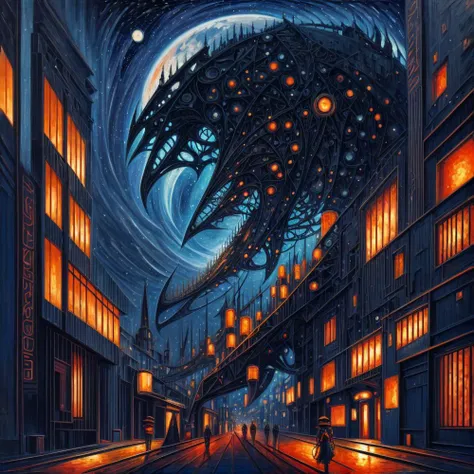 (anime:0.8), (dread:0.45), (cult of cthulhu:0.7), (geometric:0.7), (futurism:1.1), cottagecore, (impressionist),(colorful:1.2), detailed, majestic, breathtaking, (suggestive:1.3),(depressing:1.3), (cute:1.2), enticing, (irresistible:1.3), disturbing, fascinating, (black1.3), (navy:1.2), (orange:1.1), (surreal:1.2)