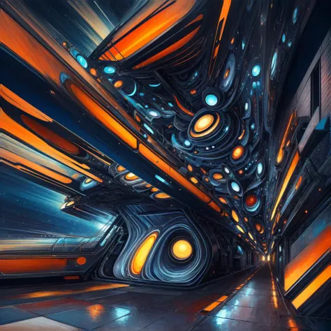 (anime:0.8), (dread:0.45), (cult of cthulhu:0.7), (geometric:0.7), (futurism:1.1), cottagecore, (impressionist),(colorful:1.2), detailed, majestic, breathtaking, (suggestive:1.3),(depressing:1.3), (cute:1.2), enticing, (irresistible:1.3), disturbing, fascinating, (black1.3), (navy:1.2), (orange:1.1), (surreal:1.2)