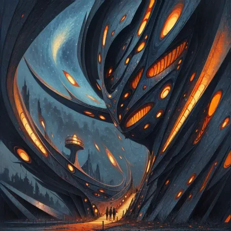 (anime:0.8), (dread:0.45), (cult of cthulhu:0.7), (geometric:0.7), (futurism:1.1), cottagecore, (impressionist),(colorful:1.2), detailed, majestic, breathtaking, (suggestive:1.3),(depressing:1.3), (cute:1.2), enticing, (irresistible:1.3), disturbing, fascinating, (black1.3), (navy:1.2), (orange:1.1), (surreal:1.2)