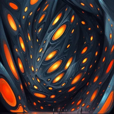 (anime:0.8), (dread:0.45), (cult of cthulhu:0.7), (geometric:0.7), (futurism:1.1), cottagecore, (impressionist),(colorful:1.2), detailed, majestic, breathtaking, (suggestive:1.3),(depressing:1.3), (cute:1.2), enticing, (irresistible:1.3), disturbing, fascinating, (black1.3), (navy:1.2), (orange:1.1), (surreal:1.2)