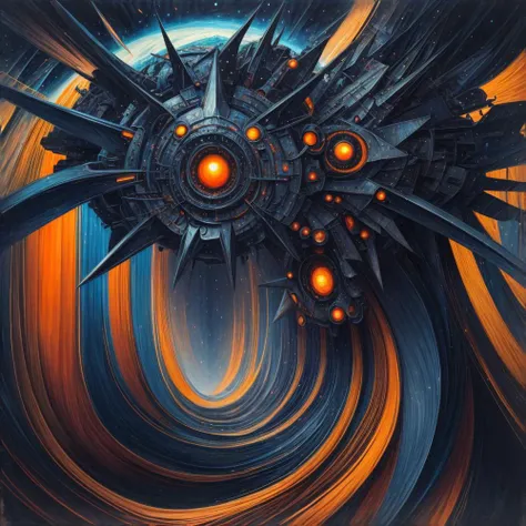 (anime:0.8), (dread:0.45), (cult of cthulhu:0.7), (geometric:0.7), (futurism:1.1), cottagecore, (impressionist),(colorful:1.2), detailed, majestic, breathtaking, (suggestive:1.3),(depressing:1.3), (cute:1.2), enticing, (irresistible:1.3), disturbing, fascinating, (black1.3), (navy:1.2), (orange:1.1), (surreal:1.2)