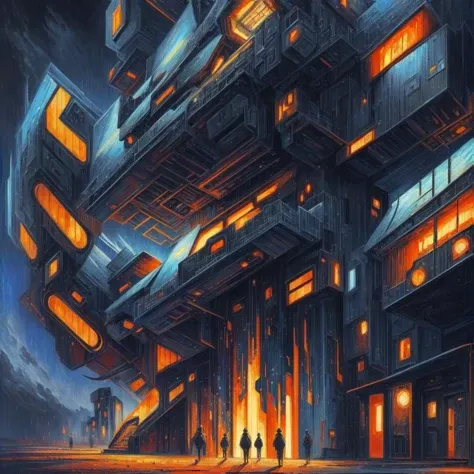 (anime:0.8), (dread:0.45), (cult of cthulhu:0.7), (geometric:0.7), (futurism:1.1), cottagecore,  (impressionist),(colorful:1.2), detailed, majestic, breathtaking, (suggestive:1.3),(depressing:1.3), (cute:1.2), enticing, (irresistible:1.3), disturbing, fascinating, (black1.3), (navy:1.2), (orange:1.1), (surreal:1.2)