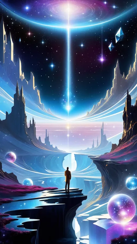 Alone at the edge of a universe humming a tune, With sparkling crystals souls aglow, A part of thee in the key of what we know to be every part without me, Knows only two can make it light, You'll live forever tonight