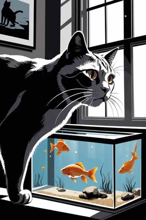(Award Winning Digital Artwork:1.3) of (Masterpiece:1.4),(Proud:1.35) high detailed professional upper body photo of a cat chasing a fish in a fishtank, contrasting shadows, realistic, photographic,(by Artist Austin Briggs:1.45),(by Artist Jackson Pollock:1.15),CGSociety,ArtStation,(Cubism:1.45),(Mono Color:1.35)