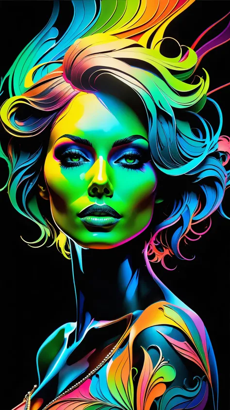 a woman made entirely out of Colorful ink, short tousled hair, full body, silhouette on a dark background, photo, studio lighting, in the style of artgerm, comic style,3D model, mythical seascape, negative space, space quixotic dreams, temporal hallucination, psychedelic, mystical, intricate details, very bright neon colors, (vantablack background:1.5), pointellism, pareidolia, melting, symbolism, very high contrast, chiaroscuro, illustration, cartoon, soothing tones, calm colors, (masterpiece, high quality, horror:1.3), (solo:1.1), a digital arf of a green skeleton girl, cover of a deathcore band, Extreme detail, photorealistic, morbid, paper texture, nsfw