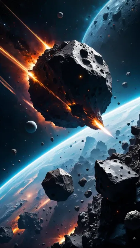 "X" as a captivating 3D composition, situated in the outer reaches of space amidst asteroids, comets, and planets. The artwork should evoke deep emotions and a sense of isolation. Craft this scene as a moody and atmospheric piece<lora:xl_more_art-full_v1:0.5>