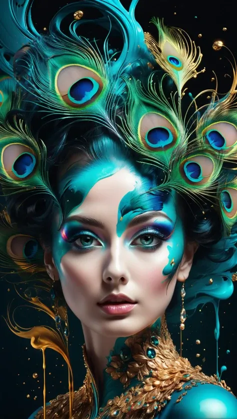 photorealistic Artwork by Alberto Seveso. Peacock. Oil paint splashes. Glowing clouds. Cosmic space background. Texture. Loose drawing style. complicated details Cinematic light show Octane Number Show, Konstantin Raumov . highly detailed, lifelike, precise, accurate. highly detailed, lifelike, precise, accurate<lora:xl_more_art-full_v1:0.5>
