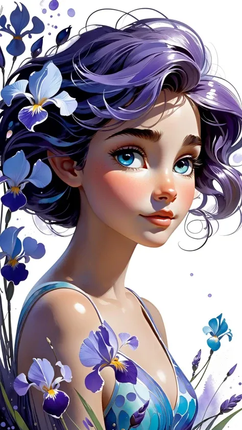 In the whimsical world of Pixar, a charming new character springs to life like a watercolor painting brought to animation. The character is small, not more than a foot in height, with a round, plump body that exudes an irresistibly endearing charm, The character's base color is a soft, soothing shade of periwinkle blue, akin to the gentle hues of twilight. It's adorned with dappled, luminescent spots of aqua and lilac, which resemble the play of moonlight on water. These spots seem to shimmer and twinkle as the character moves, adding a touch of magic to its appearance, Large, expressive eyes dominate the character's face. They glisten with an inviting warmth, and their irises are the color of deep, rich honey, reflecting wisdom and kindness beyond their years. Wisps of feathery, lavender-colored eyebrows frame these soulful eyes, adding to the character's endearing expressiveness, Graphic illustration vs comic art, cat black and silver abstract beauty, centered, looking at the camera, approaching perfection, dynamic, moonlight, highly detailed, digital painting, artstation, concept art, smooth, sharp focus, illustration, art by Carne Griffiths and Wadim Kashin