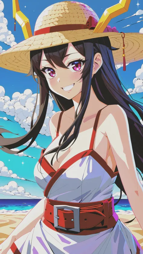  1girl, mijunglg, 1girl, brown eyes, solo, medium breasts, masterpiece, best quality, highly detailed, a anime girls in kimono dress with a sword posing for a
picture, bare shoulder,open kimono, evil smile, open mouth, crop top , (nsfw) not safe for work, smile,
ecchi anime style, anime girls, ecchi style, ecchi, digital anime art!!, in anime style, official artwork, visual
novel cg, beautiful anime girl, anime style 4 k, kimono pencil skirt, exposed belly, exposed navel,
exposed midriff, exposed lower belly, outdoor, japanese architecture, temple , lipstick,open arms sideway, arms T-pose, smirk, standing, anime girl T posing