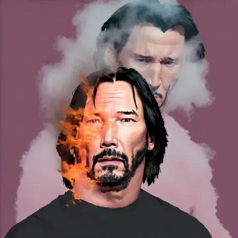 (Double exposure:1.3) MSPaint Portrait of Keanu Reeves, with a photorealistic confused keanu reeves in the background, son I am disappoint, smoke, fire, nebula, capturing the essence of futility with silent wonderment  <lora:SDXL_MSPaint_Portrait:1>  <lora:Double_Exposure:1>