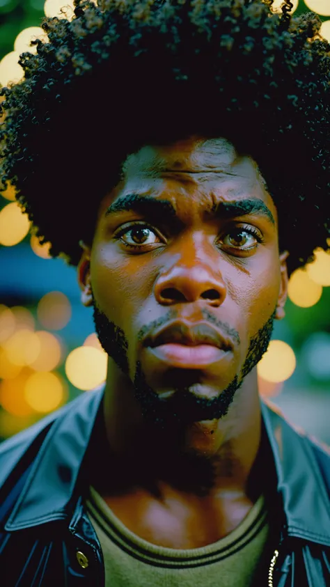cinematic photo photograph, Kodak portra 800, 25 y.o afro american man, . 35mm photograph, film, bokeh, professional, 4k, highly detailed, a look of shock
