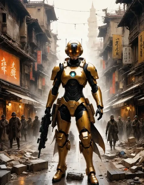 by Eugene Galien-Laloue and Takeshi Obata, polarized, a rogue aI starts a war with humanity , hyper detailed, professional poster art, bold lines, award winning, trending on ArtStation , (intricate details, masterpiece, best quality:1.4), looking at viewer, dynamic pose
<lora:add-detail-xl:1> <lora:xl_more_art-full_v1:0.5> <lora:NicolaSamori:0.5> in the style of nicola samori <lora:looking_at_viewer:2>