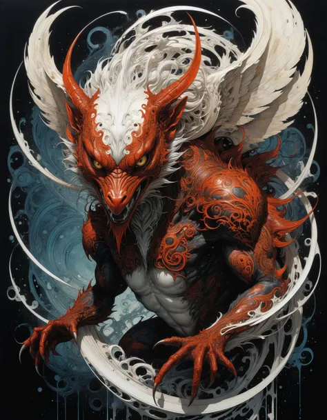 by Takeshi Obata and Aaron Horkey,  (limited palette, masterful, beautiful:1.4), poster art, bold lines, hyper detailed, expressive,  award winning,  (otherworldly creature:1.4), (intricate details, masterpiece, best quality:1.4),
looking at viewer, dynamic pose, wide angle view,
<lora:add-detail-xl:1> <lora:xl_more_art-full_v1:0.5>  <lora:NicolaSamori:0.5> in the style of nicola samori <lora:looking_at_viewer:2>