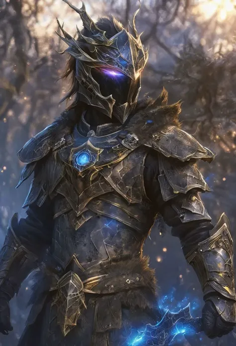 A ghostly female silhouette. Messenger of Nature God. Exiled shaman. integral mask. lightweight armor. Cracked armor. Canvas hood. Runic circle. Elements. Power from inside. Glowing eyes. Bokeh blur. ral-dissolve.BadDream photorealistic,