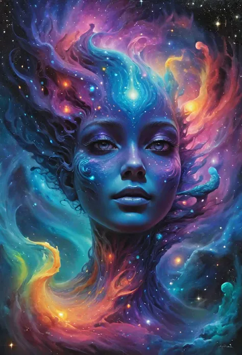 the goddess of lust, beautiful, sexy, hot spring gardens, stars, cosmos, fractal art, (art inspired by Bill Sienkiewicz). oil painting) (best quality,4k,8k,highres,masterpiece:1.2),ultra-detailed,(realistic,photorealistic,photo-realistic:1.37),intricate details,vivid colors,sharp focus,professional,Dave McKean artwork, oil touch of surrealism,oil painting style, fractal art