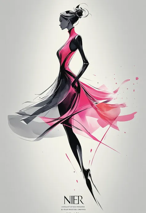 Watercolor painting, (artwhtfsketch:1.4), movie poster, centered composition, digital illustration, (2b, nier automata, bodycon dress, pleated skirt), (minimalist, fashion illustration, elegant, vibrant colors, fluid lines:1.4), (red, black and grey highlights:1.4), abstract geometric gradients, geometric shapes, circle, triangle, ruined city <lora:artfullyWHTFSKETCH:1>, Vibrant, beautiful, ink wash painting, calligraphy, detailed, textural, artistic <lora:2b_nier_automata:0.2>